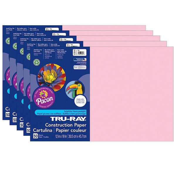 Tru-Ray Construction Paper, Pink, 12 x 18, PK250